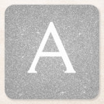 Dessous-de-verre Carré En Papier Parties scintillant en argent de luxe et Monogramm<br><div class="desc">Parties scintillant d'argent Faux et Dessous de verre de fête d'anniversaire de Monogramme Élégants. Ces Dessous de verre de fête d'anniversaire,  de Fête des mariées,  de Mariage ou de Bachelorette peuvent être customisés pour inclure votre nom initial et votre prénom. Veuillez contacter le concepteur pour customiser les articles correspondants.</div>