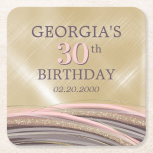 Dessous-de-verre Carré En Papier Parties scintillant Glam Rose Gold Anniversaire