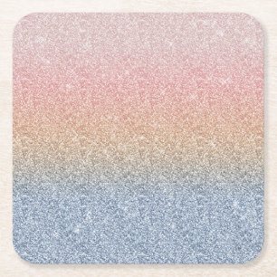 Dessous-de-verre Carré En Papier Parties scintillant Gold Blue Ombre de la Rose Blu