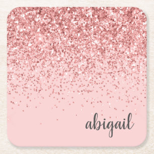 Dessous-de-verre Carré En Papier Parties scintillant rose vif Fête Monogramme mode