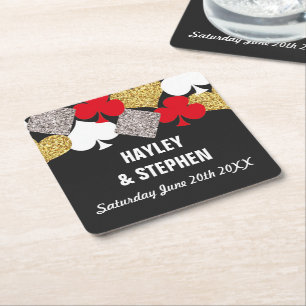 Dessous-de-verre Carré En Papier Parties scintillantes de casino de noce de dessous