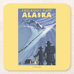 Dessous-de-verre Carré En Papier Passage de Chilkoot, mineurs d'or de l'Alaska
