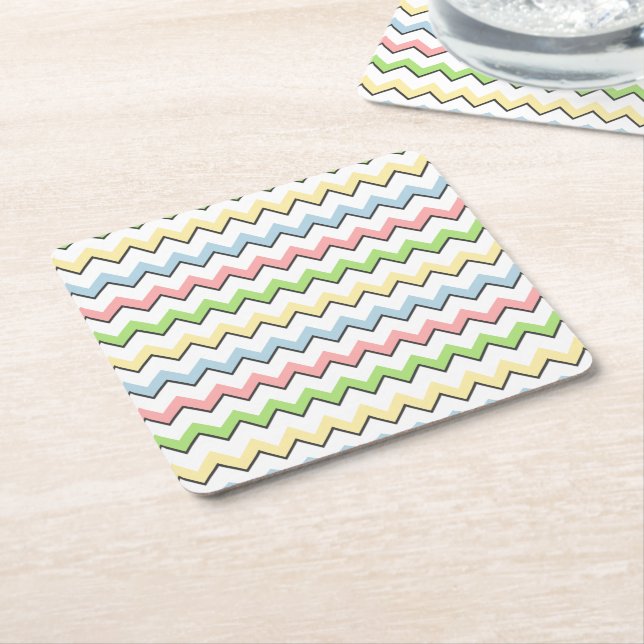 Dessous-de-verre Carré En Papier Pastel Chevron-Drop Shadow par Shirley Taylor (Incliné)