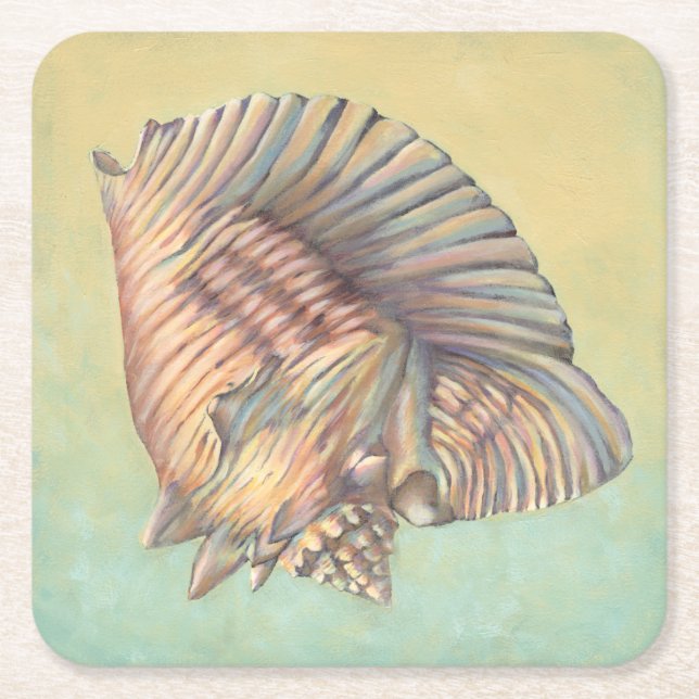 Dessous-de-verre Carré En Papier Pastel Large Conch Shell (Devant)