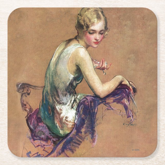 Dessous-de-verre Carré En Papier Pastel Portrait (Devant)