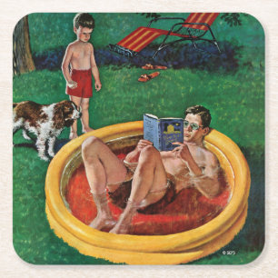 Dessous-de-verre Carré En Papier Patauger la piscine