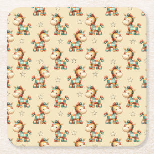 Dessous-de-verre Carré En Papier Patchwork Pony Anniversaire Giddy-Up