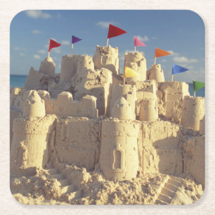 Dessous-de-verre Carré En Papier Pâté de sable sur la plage