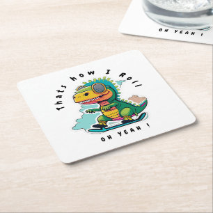 Dessous-de-verre Carré En Papier Patinage pour bébés Dinosaures C'est comme ça qu