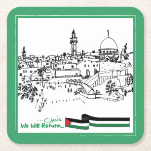 Dessous-de-verre Carré En Papier Patrimoine palestinien et espoir : nous reviendron