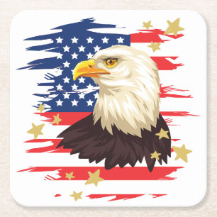 Dessous-de-verre Carré En Papier Patriotic Eagle USA Drapeau Etoiles Dessous de ver