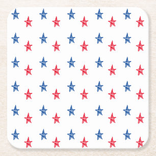 Dessous-de-verre Carré En Papier Patriotique rouge blanc bleu dessiné à la main éto