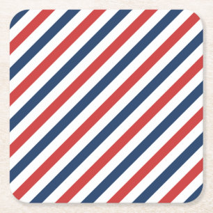 Dessous-de-verre Carré En Papier Patriotique Rouge Blanc et Bleu