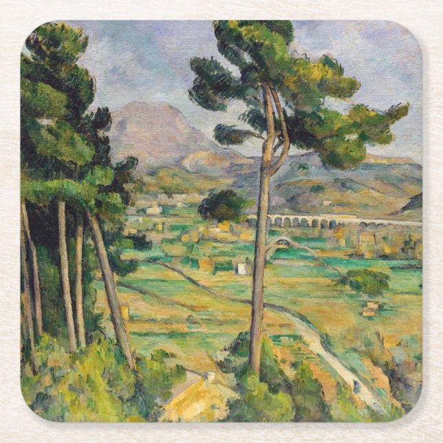 Dessous-de-verre Carré En Papier Paul Cezanne - Mont Sainte-Victoire et Viaduc (Devant)