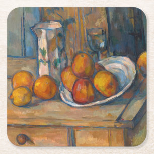 Dessous-de-verre Carré En Papier Paul Cezanne - Nature morte avec pot à lait et fru