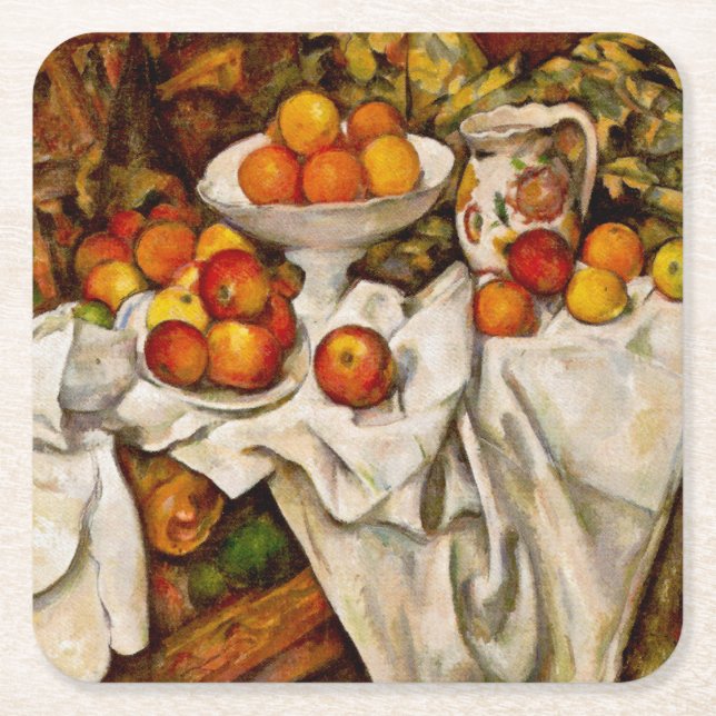 Dessous-de-verre Carré En Papier Paul Cezanne Pomples Oranges Impressionnisme (Devant)