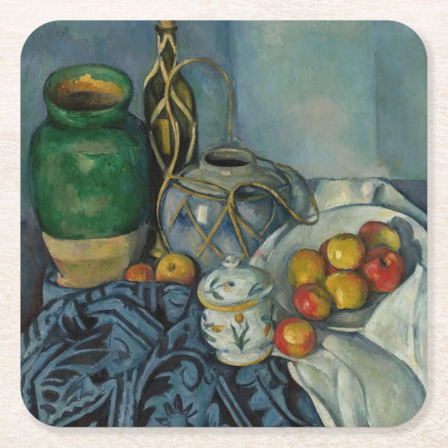 Dessous-de-verre Carré En Papier Paul Cezanne - Vie morte avec pommes (Devant)