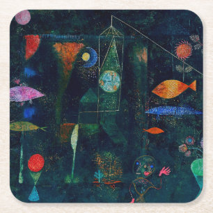 Dessous-de-verre Carré En Papier Paul Klee Fish Magic Peinture Abstraite Art graphi