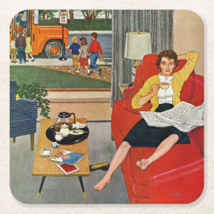 Dessous-de-verre Carré En Papier Pause café du matin