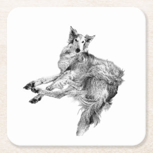 Dessous-de-verre Carré En Papier Pause Douce – Silken Windhound