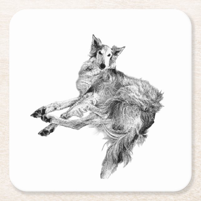 Dessous-de-verre Carré En Papier Pause Douce – Silken Windhound (Devant)
