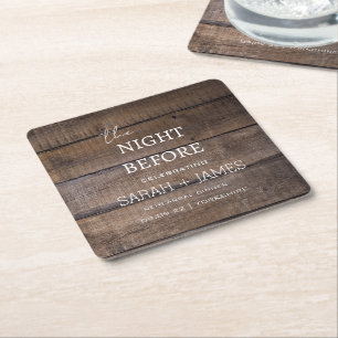 Dessous-de-verre Carré En Papier Pays Rustic Bois Mariage de la répétition