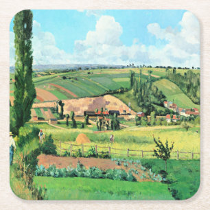 Dessous-de-verre Carré En Papier Paysage aux Patis, Pontoise, célèbre peinture,
