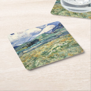 Dessous-de-verre Carré En Papier Paysage de Saint-Rémy par Vincent Van Gogh