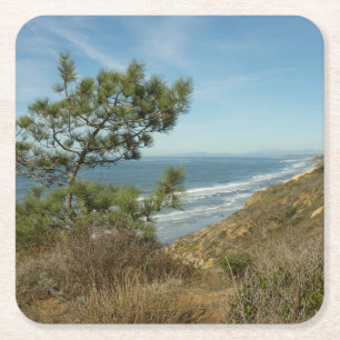 Dessous-de-verre Carré En Papier Paysage de Torrey Pine et de la côte californienne