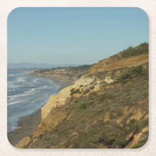 Dessous-de-verre Carré En Papier Paysage de voyage panoramique du littoral californ