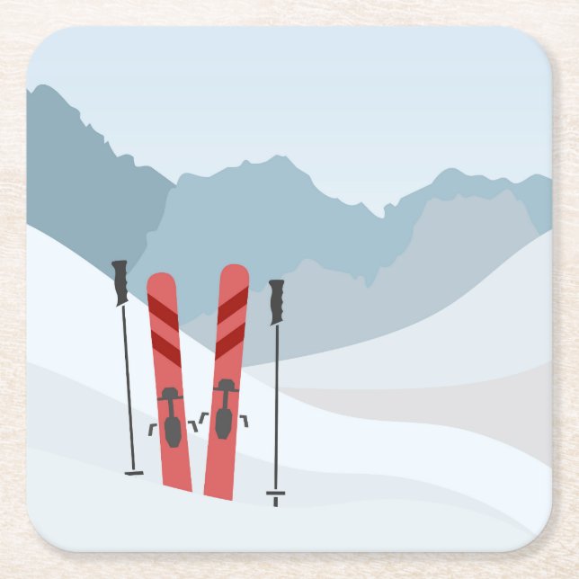 Dessous-de-verre Carré En Papier Paysage hivernal (Devant)