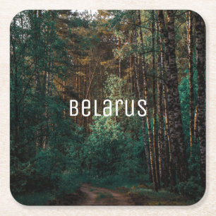 Dessous-de-verre Carré En Papier Paysage naturel Paysage Forêt Birch Trees