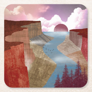 Dessous-de-verre Carré En Papier Paysage océanique du Canyon