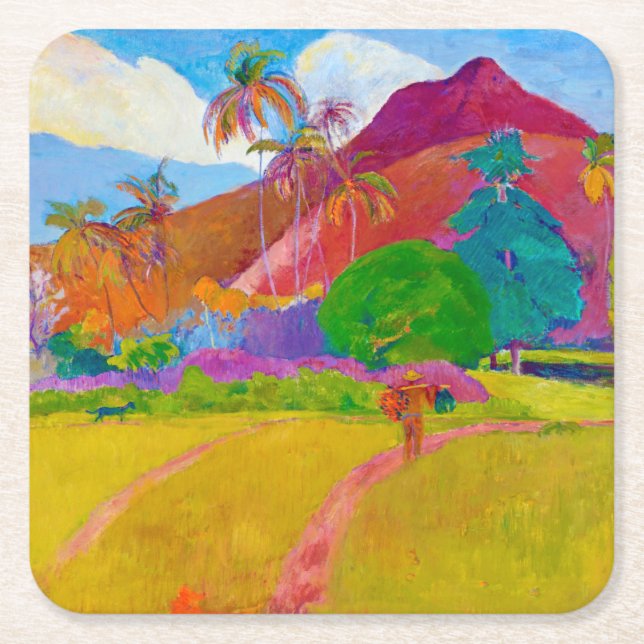Dessous-de-verre Carré En Papier Paysage tahitien, Gauguin (Devant)