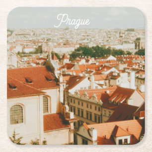 Dessous-de-verre Carré En Papier Paysage urbain de Prague Souvenir