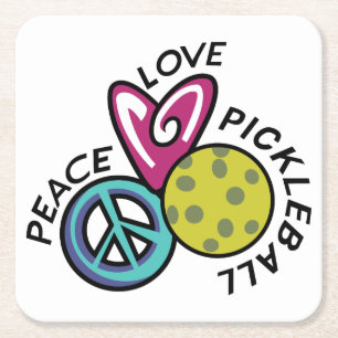 Dessous-de-verre Carré En Papier Peace Love Pickleball