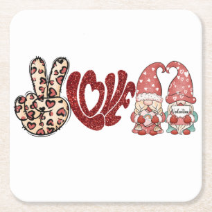 Dessous-de-verre Carré En Papier Peace Love Valentines Saint Valentin