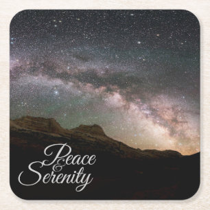 Dessous-de-verre Carré En Papier Peace & Serenity Mountain Night Sky
