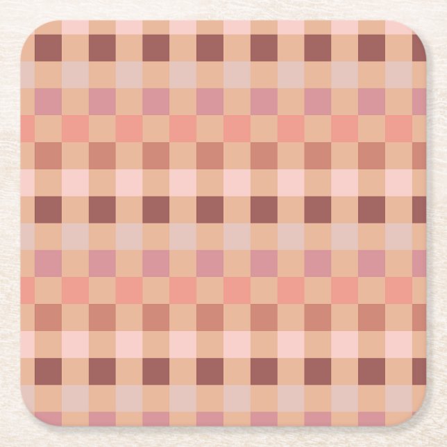 Dessous-de-verre Carré En Papier Peach Fuzz Checkerboard (Devant)
