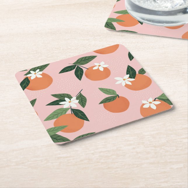Dessous-de-verre Carré En Papier Peach Orange Juice Motif (Incliné)