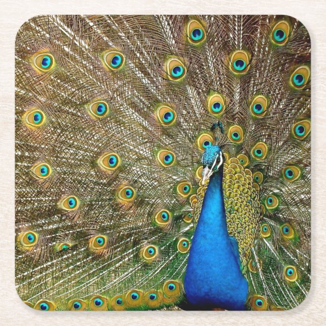 Dessous-de-verre Carré En Papier Peacock Motif Peacock Artisanat Peacock Peinture A (Devant)