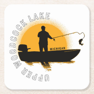 Dessous-de-verre Carré En Papier Pêche au lac Michigan