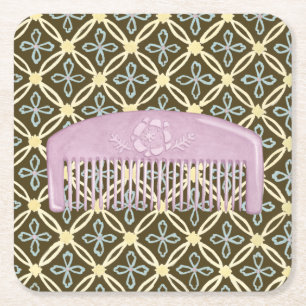 Dessous-de-verre Carré En Papier Peigne de lavande sur l'arrière - plan de chocolat