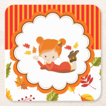 Peint à la main Automne Adorable fille