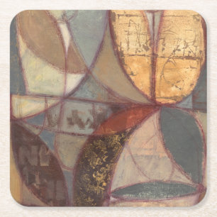 Dessous-de-verre Carré En Papier Peinture abstraite de feuille florale par le