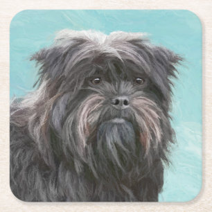 Dessous-de-verre Carré En Papier Peinture Affenpinscher - Joli art original chien