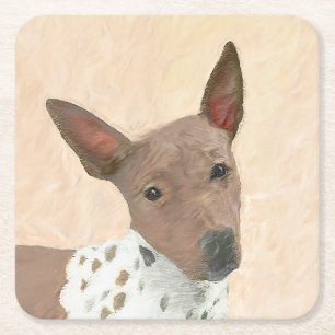 Dessous-de-verre Carré En Papier Peinture américaine sans poil Terrier - Chien Art
