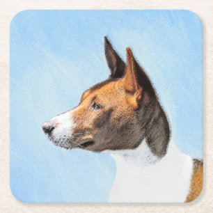 Dessous-de-verre Carré En Papier Peinture Basenji - Belle Art Original