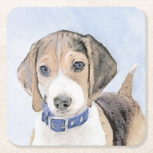 Dessous-de-verre Carré En Papier Peinture beagle - Cute Original Chien Art