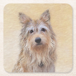 Dessous-de-verre Carré En Papier Peinture Berger Picard - Joli art original chien